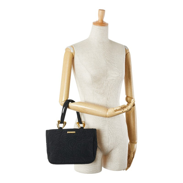 サンローラン 唐草 モチーフ ハンドバッグ ブラック キャンバス レディース SAINT LAURENT 【中古】