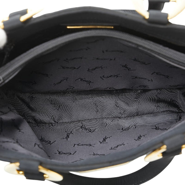 サンローラン 唐草 モチーフ ハンドバッグ ブラック キャンバス レディース SAINT LAURENT 【中古】