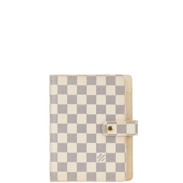 ルイ ヴィトン ダミエ アズール アジェンダMM 手帳カバー R20241 ホワイト PVC レザー レディース LOUIS VUITTON 【中古】