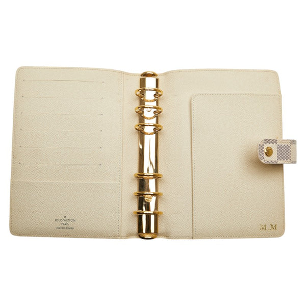 ルイ ヴィトン ダミエ アズール アジェンダMM 手帳カバー R20241 ホワイト PVC レザー レディース LOUIS VUITTON 【中古】