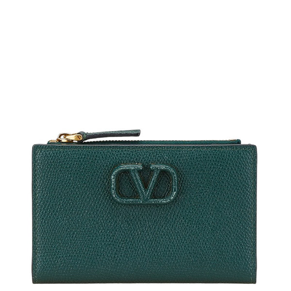 ヴァレンティノ Vロゴ カードケース グリーン レザー レディース VALENTINO 【中古】