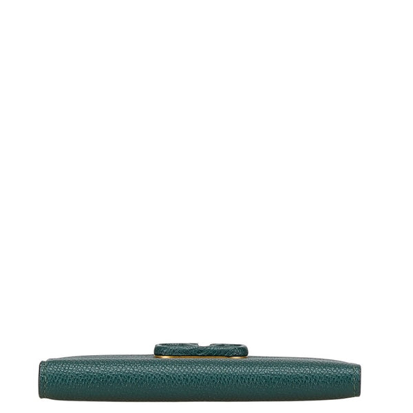 ヴァレンティノ Vロゴ カードケース グリーン レザー レディース VALENTINO 【中古】