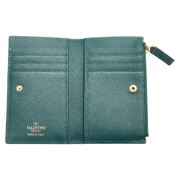 ヴァレンティノ Vロゴ カードケース グリーン レザー レディース VALENTINO 【中古】