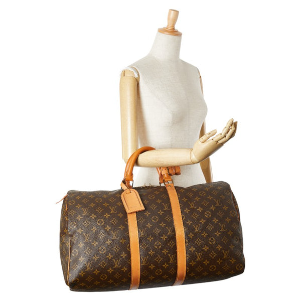 ルイ ヴィトン モノグラム キーポル50 ボストンバッグ ショルダーバッグ M41426 ブラウン PVC レザー レディース LOUIS VUITTON 【中古】