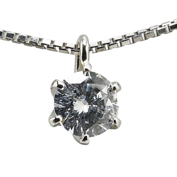 Pt900 プラチナ Pt850 プラチナ ダイヤ0.436ct プチ ネックレス レディース 【中古】