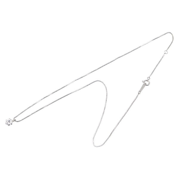 Pt900 プラチナ Pt850 プラチナ ダイヤ0.436ct プチ ネックレス レディース 【中古】