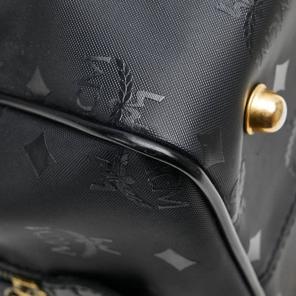 エム シー エム ヴィセトス ロゴグラム ボストンバッグ ブラック PVC レザー レディース MCM 【中古】