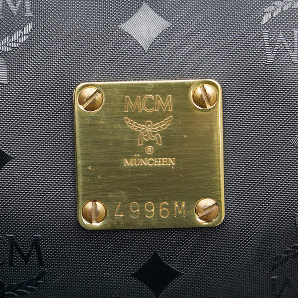 エム シー エム ヴィセトス ロゴグラム ボストンバッグ ブラック PVC レザー レディース MCM 【中古】