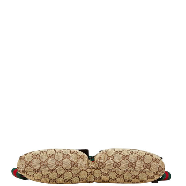 グッチ GGキャンバス シェリーライン ボディバッグ ウエストバッグ 28566 ベージュ ブラウン キャンバス レザー レディース GUCCI 【中古】