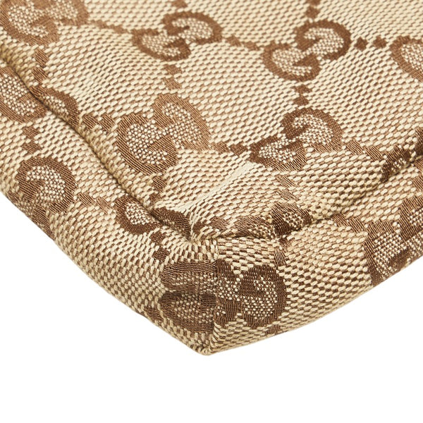 グッチ GGキャンバス シェリーライン ボディバッグ ウエストバッグ 28566 ベージュ ブラウン キャンバス レザー レディース GUCCI 【中古】