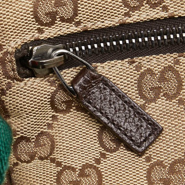 グッチ GGキャンバス シェリーライン ボディバッグ ウエストバッグ 28566 ベージュ ブラウン キャンバス レザー レディース GUCCI 【中古】