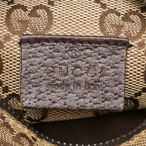 グッチ GGキャンバス シェリーライン ボディバッグ ウエストバッグ 28566 ベージュ ブラウン キャンバス レザー レディース GUCCI 【中古】