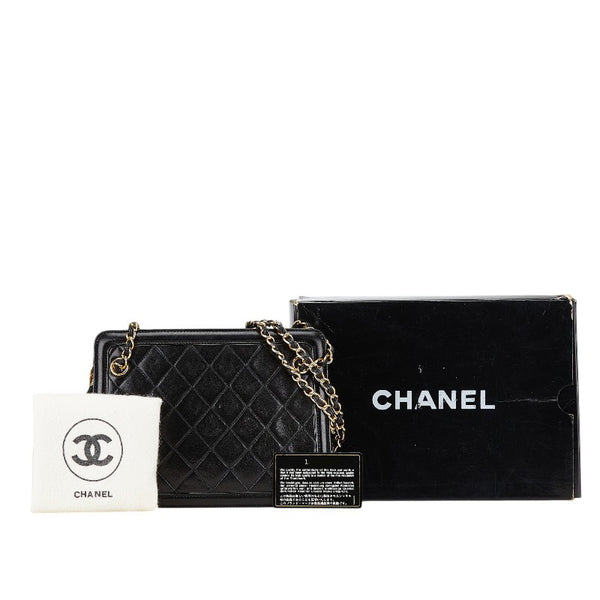 シャネル マトラッセ タッセル フリンジ チェーン ショルダーバッグ ブラック ラムスキン レディース CHANEL 【中古】