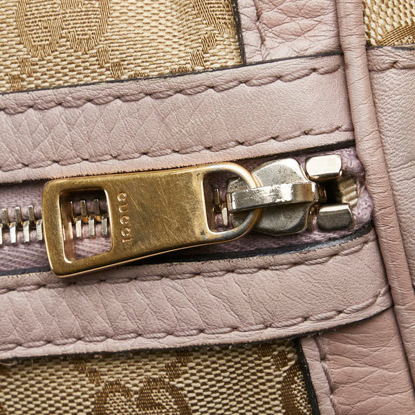 グッチ GGキャンバス シェリーライン ショルダーバッグ ハンドバッグ 2WAY 247205 ベージュ ピンク キャンバス レザー レディース GUCCI 【中古】