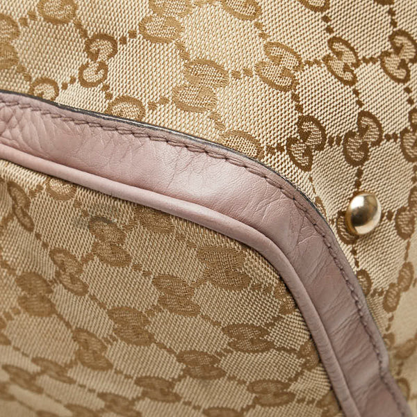 グッチ GGキャンバス シェリーライン ショルダーバッグ ハンドバッグ 2WAY 247205 ベージュ ピンク キャンバス レザー レディース GUCCI 【中古】