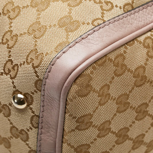 グッチ GGキャンバス シェリーライン ショルダーバッグ ハンドバッグ 2WAY 247205 ベージュ ピンク キャンバス レザー レディース GUCCI 【中古】