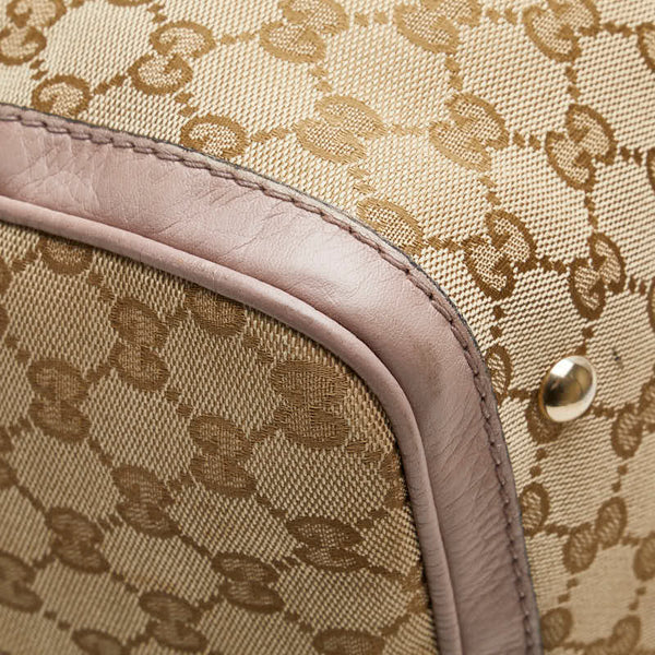 グッチ GGキャンバス シェリーライン ショルダーバッグ ハンドバッグ 2WAY 247205 ベージュ ピンク キャンバス レザー レディース GUCCI 【中古】