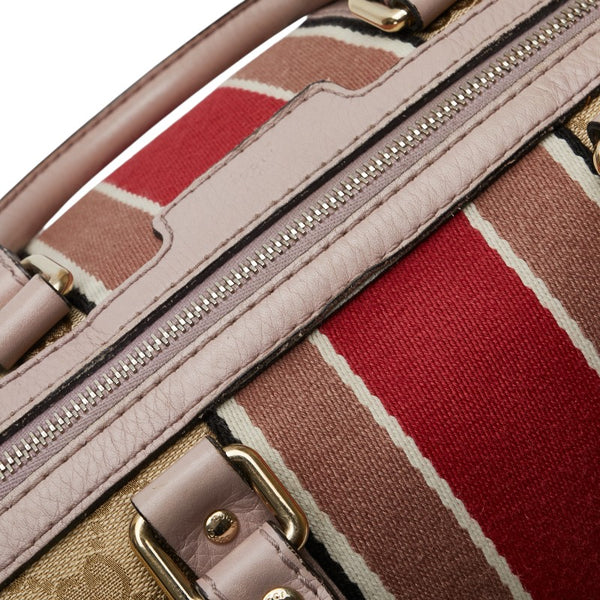 グッチ GGキャンバス シェリーライン ショルダーバッグ ハンドバッグ 2WAY 247205 ベージュ ピンク キャンバス レザー レディース GUCCI 【中古】