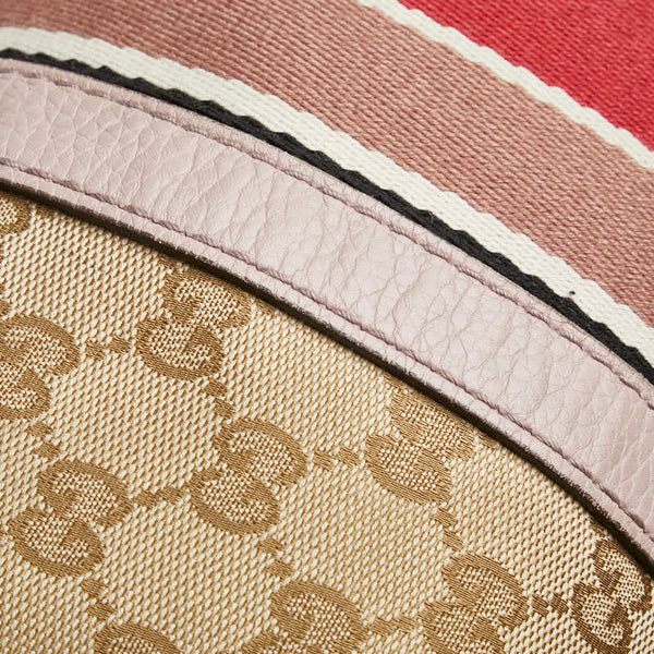 グッチ GGキャンバス シェリーライン ショルダーバッグ ハンドバッグ 2WAY 247205 ベージュ ピンク キャンバス レザー レディース GUCCI 【中古】