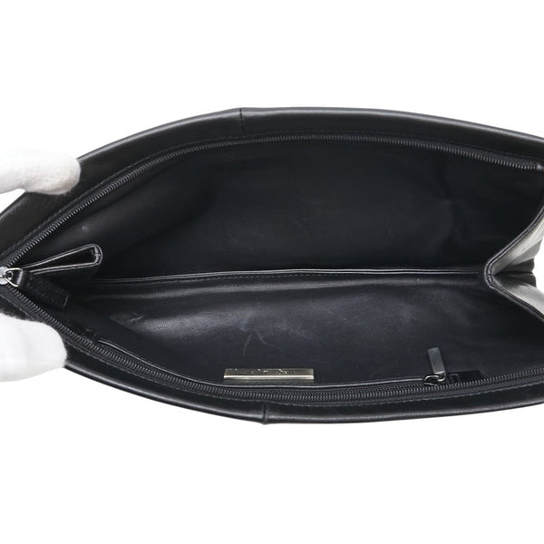 サンローラン ロゴプレート クラッチバッグ ブラック レザー レディース SAINT LAURENT 【中古】