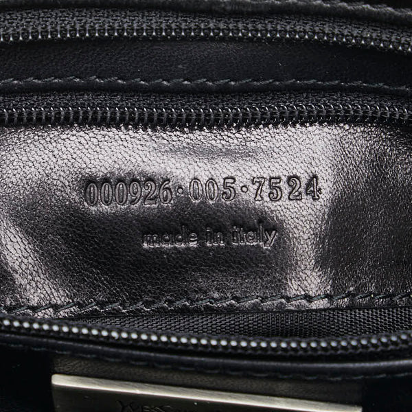 サンローラン ロゴプレート クラッチバッグ ブラック レザー レディース SAINT LAURENT 【中古】