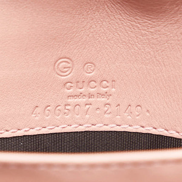 グッチ マイクログッチシマ ショルダーウォレット 長財布 466507 ピンク レザー レディース GUCCI 【中古】