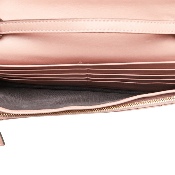 グッチ マイクログッチシマ ショルダーウォレット 長財布 466507 ピンク レザー レディース GUCCI 【中古】