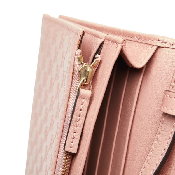 グッチ マイクログッチシマ ショルダーウォレット 長財布 466507 ピンク レザー レディース GUCCI 【中古】