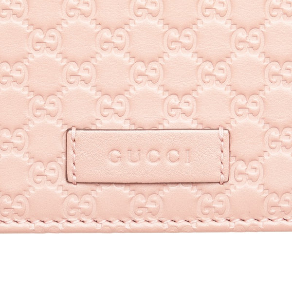 グッチ マイクログッチシマ ショルダーウォレット 長財布 466507 ピンク レザー レディース GUCCI 【中古】