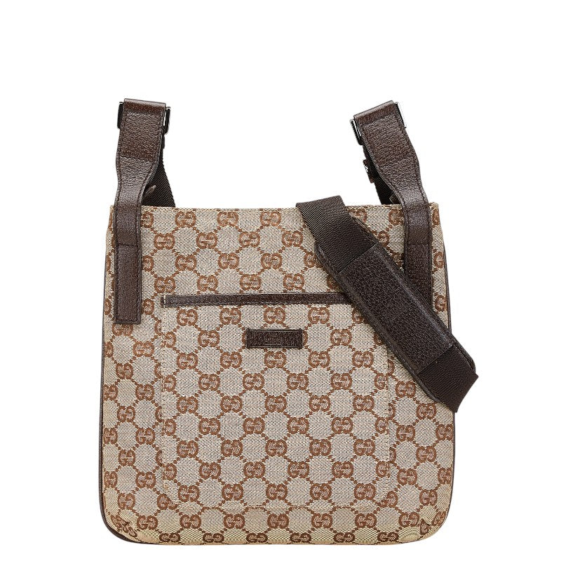 グッチ GGキャンバス 斜め掛け ショルダーバッグ 122798 ベージュ ブラウン キャンバス レザー レディース GUCCI 【中古】