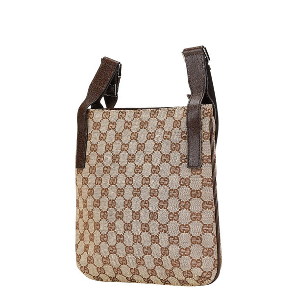 グッチ GGキャンバス 斜め掛け ショルダーバッグ 122798 ベージュ ブラウン キャンバス レザー レディース GUCCI 【中古】