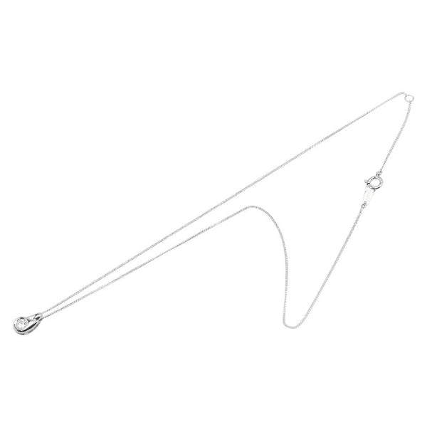 Pt900 プラチナ Pt850 プラチナ ダイヤ0.18ct 雫 モチーフ ペンダントネックレス レディース 【中古】