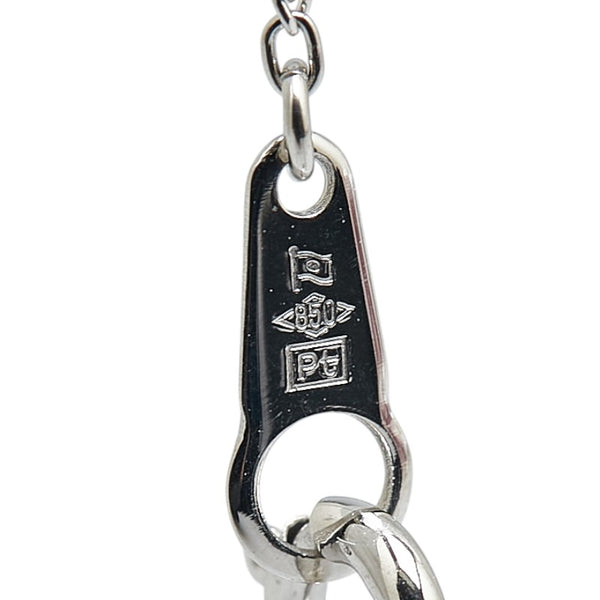 Pt900 プラチナ Pt850 プラチナ ダイヤ0.18ct 雫 モチーフ ペンダントネックレス レディース 【中古】