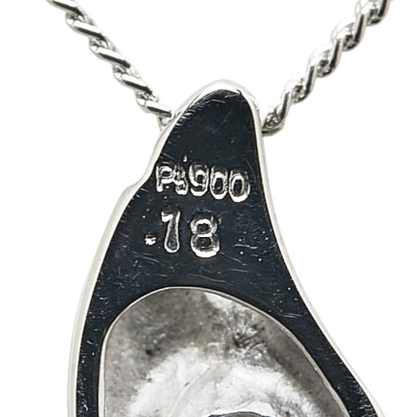 Pt900 プラチナ Pt850 プラチナ ダイヤ0.18ct 雫 モチーフ ペンダントネックレス レディース 【中古】