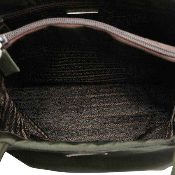 プラダ 三角ロゴプレート ハンドバッグ トートバッグ カーキグリーン ナイロン レディース PRADA 【中古】