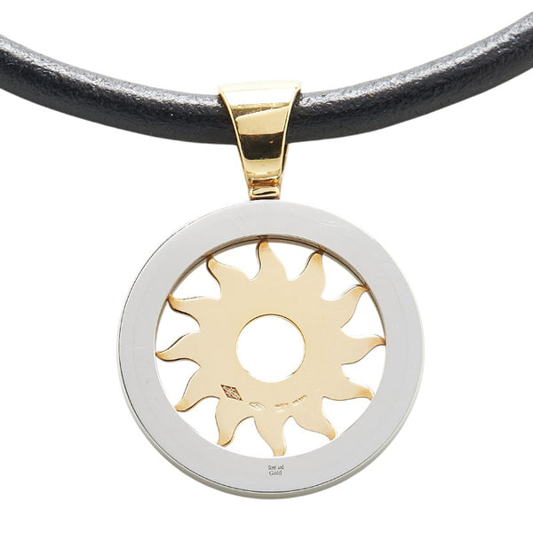 ブルガリ トンドサン チョーカー ネックレス シルバー ゴールド ブラック ステンレススチール K18 ゴールド レザー レディース BVLGARI 【中古】