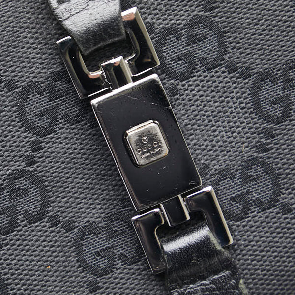 グッチ GGキャンバス ジャッキー 二つ折り財布 05479 ブラック キャンバス レザー レディース GUCCI 【中古】