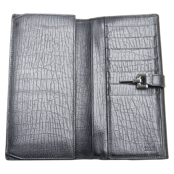 グッチ GGキャンバス ジャッキー 二つ折り財布 05479 ブラック キャンバス レザー レディース GUCCI 【中古】