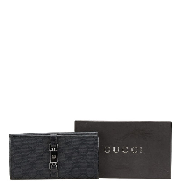グッチ GGキャンバス ジャッキー 二つ折り財布 05479 ブラック キャンバス レザー レディース GUCCI 【中古】