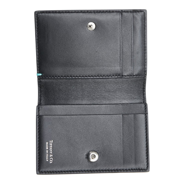 ティファニー ロゴ カードケース ブラック レザー レディース TIFFANY&Co. 【中古】