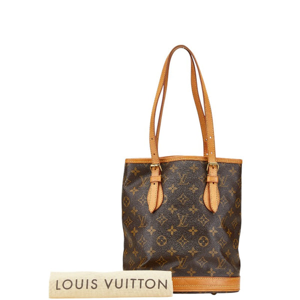 ルイ ヴィトン モノグラム プチ バケットPM トートバッグ ショルダーバッグ M42238 ブラウン PVC レザー レディース LOUIS VUITTON 【中古】