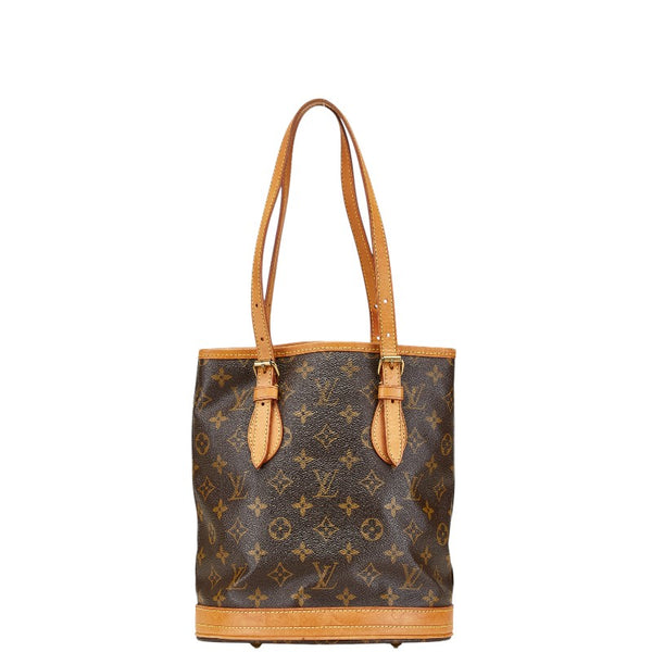 ルイ ヴィトン モノグラム プチ バケットPM トートバッグ ショルダーバッグ M42238 ブラウン PVC レザー レディース LOUIS VUITTON 【中古】