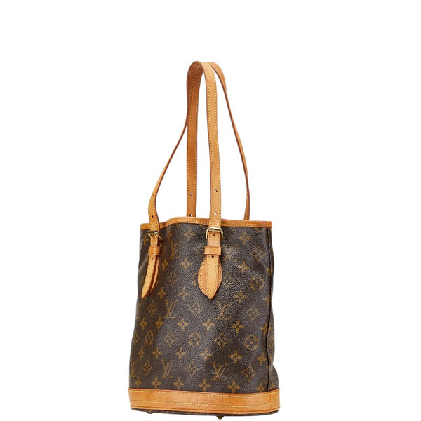 ルイ ヴィトン モノグラム プチ バケットPM トートバッグ ショルダーバッグ M42238 ブラウン PVC レザー レディース LOUIS VUITTON 【中古】