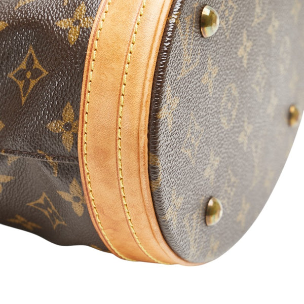 ルイ ヴィトン モノグラム プチ バケットPM トートバッグ ショルダーバッグ M42238 ブラウン PVC レザー レディース LOUIS VUITTON 【中古】