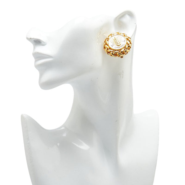 シャネル ココマーク 麦穂 モチーフ ラウンド イヤリング ゴールド メッキ レディース CHANEL 【中古】