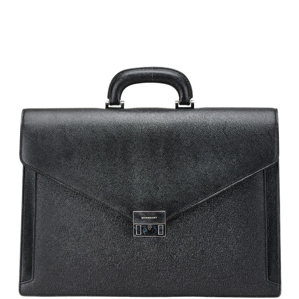 バーバリー ビジネスバッグ ブラック レザー メンズ BURBERRY 【中古】