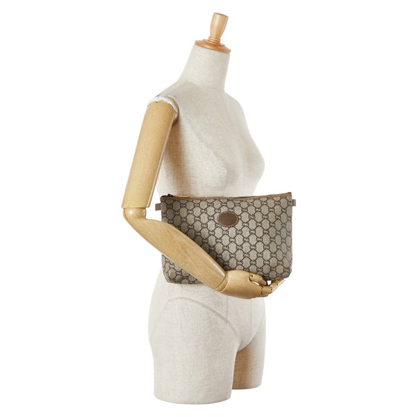 グッチ GGプラス クラッチバッグ セカンドバッグ グレー カーキグリーン PVC レザー レディース GUCCI 【中古】