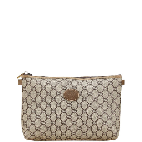 グッチ GGプラス クラッチバッグ セカンドバッグ グレー カーキグリーン PVC レザー レディース GUCCI 【中古】