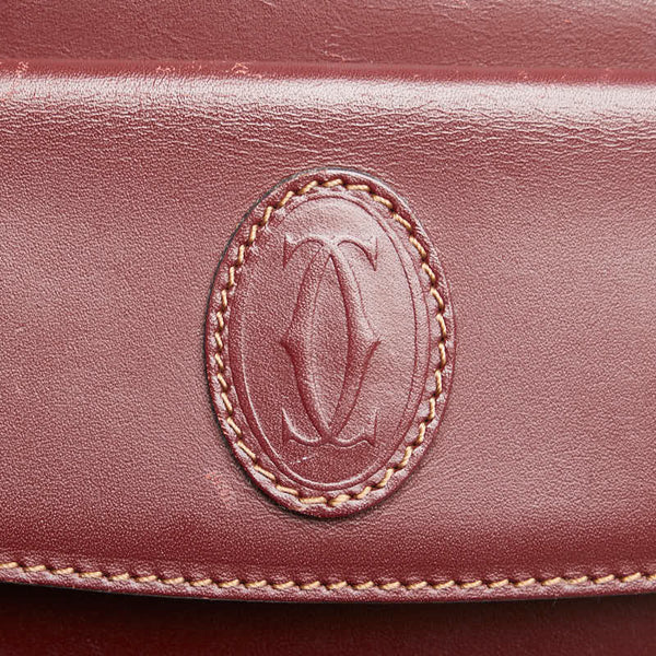 カルティエ マストライン 斜め掛け ショルダーバッグ ワインレッド ボルドー レザー レディース CARTIER 【中古】