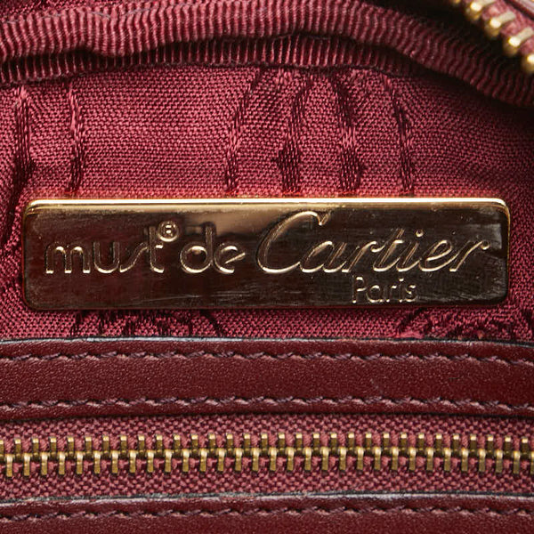 カルティエ マストライン 斜め掛け ショルダーバッグ ワインレッド ボルドー レザー レディース CARTIER 【中古】